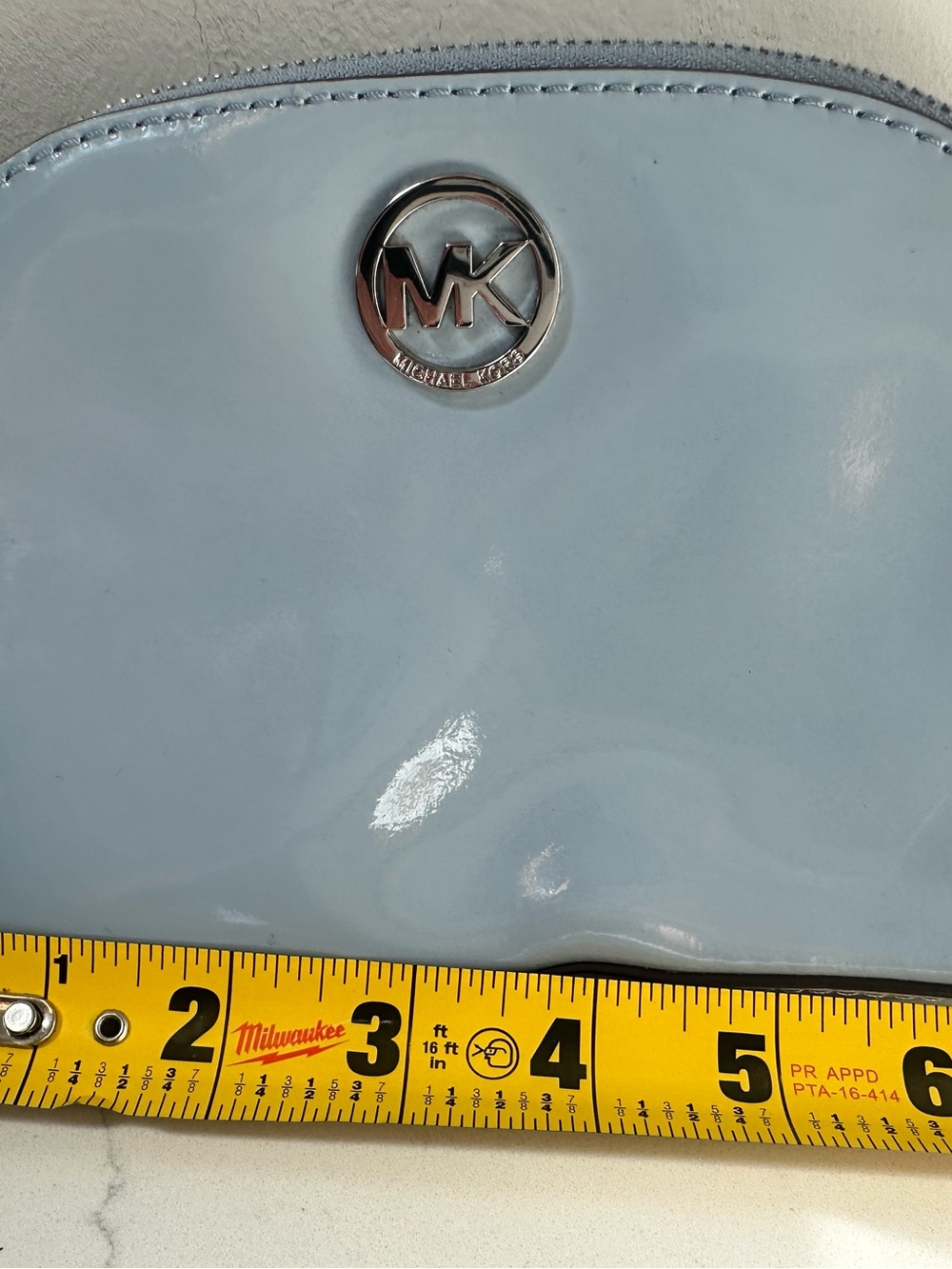 Michael Kors Pale Blue Patent Leather Cosmetic Pouch NWT - Picture 7 of 7